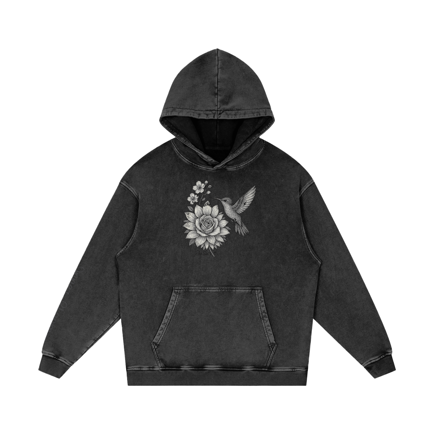“Inner Bloom” Snow Washed Loose Cotton Hoodie Pks Snd