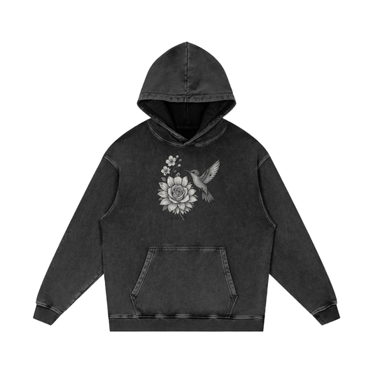 “Inner Bloom” Snow Washed Loose Cotton Hoodie Pks Snd
