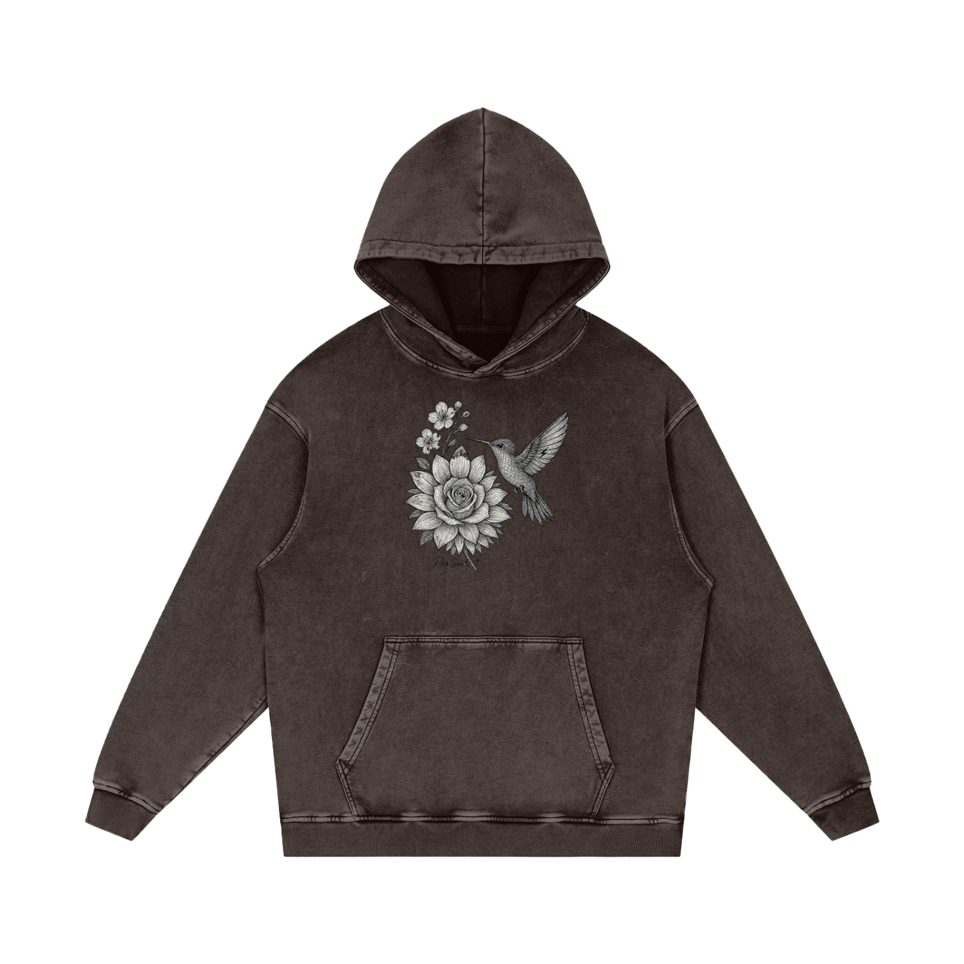 “Inner Bloom” Snow Washed Loose Cotton Hoodie Pks Snd