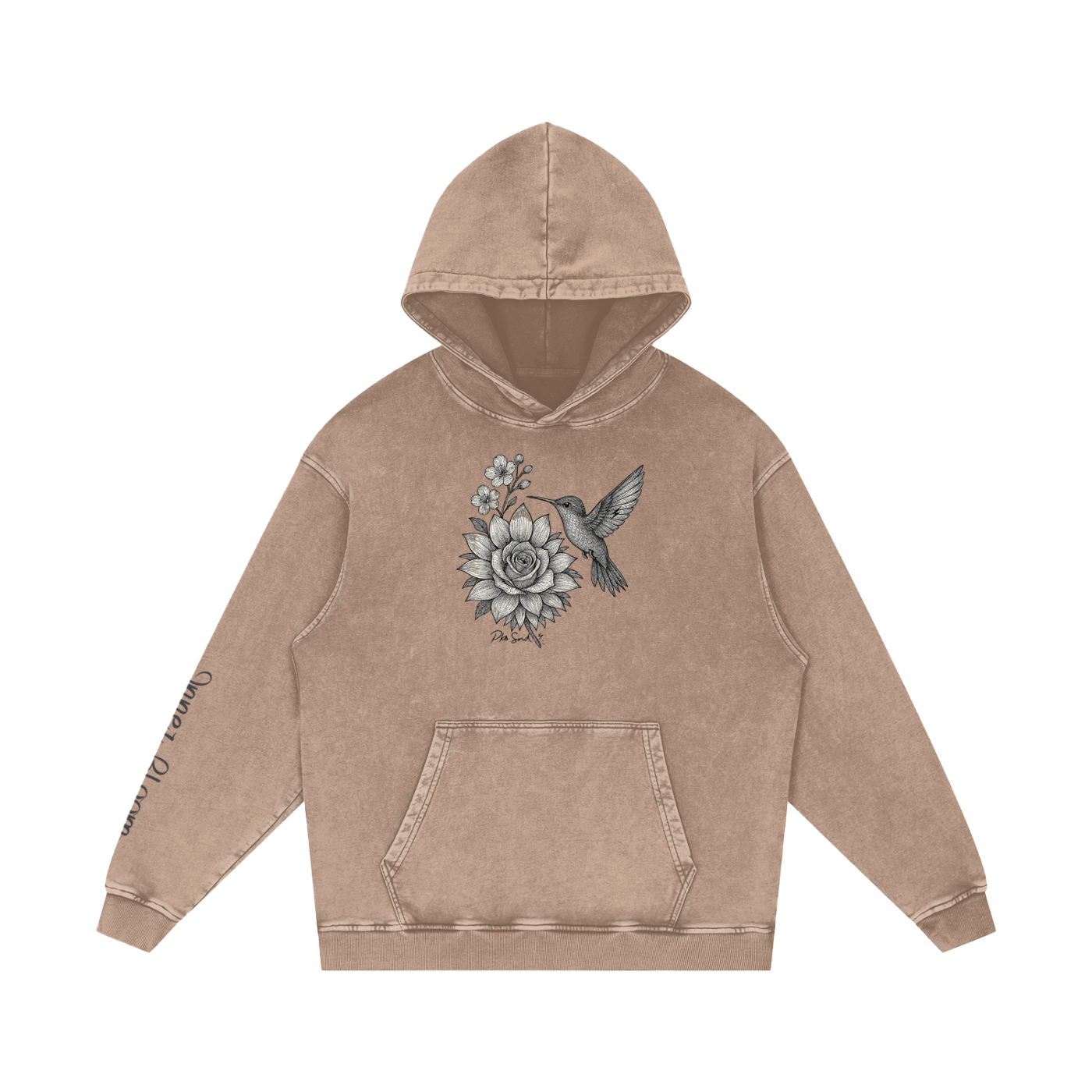 “Inner Bloom” Snow Washed Loose Cotton Hoodie Pks Snd