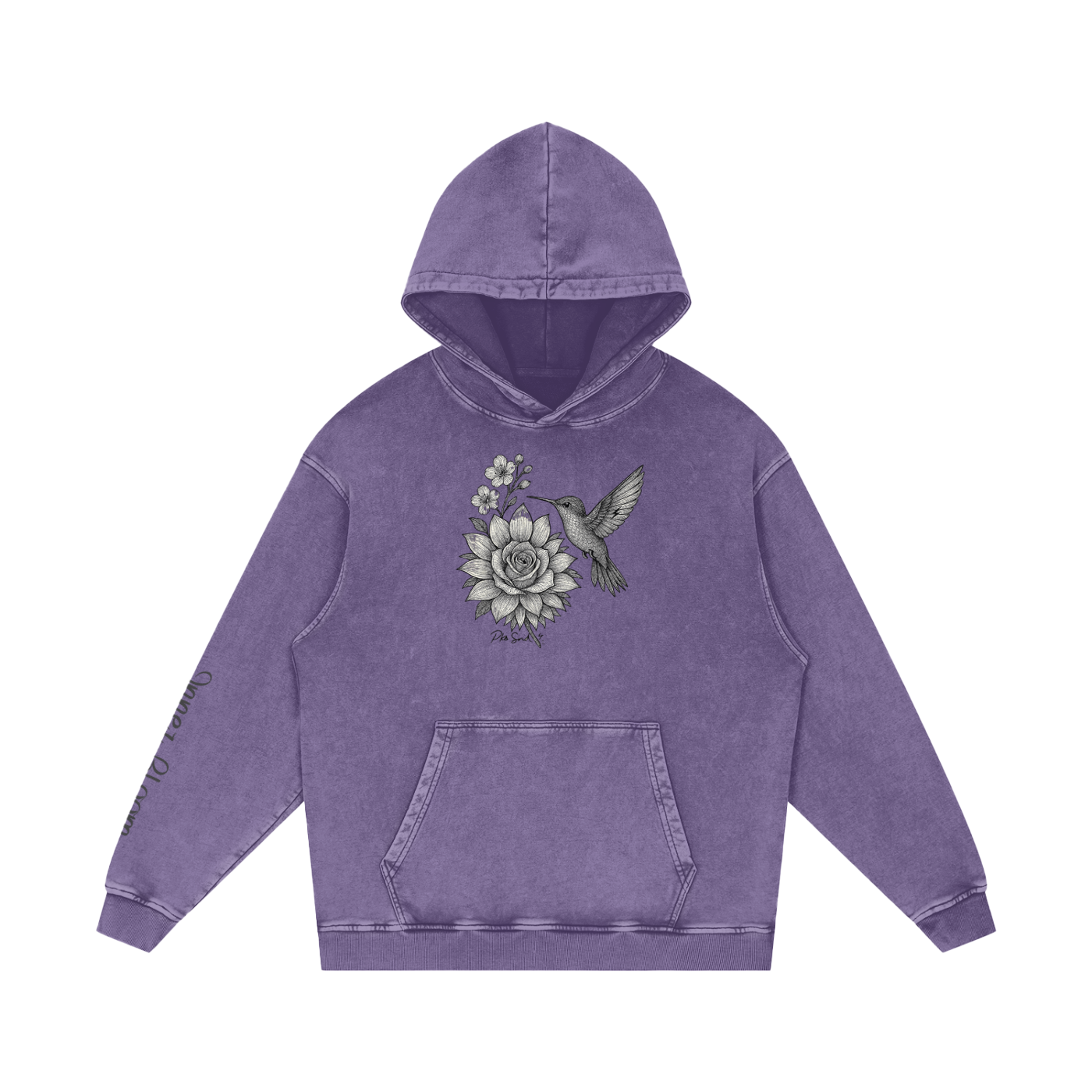 “Inner Bloom” Snow Washed Loose Cotton Hoodie Pks Snd