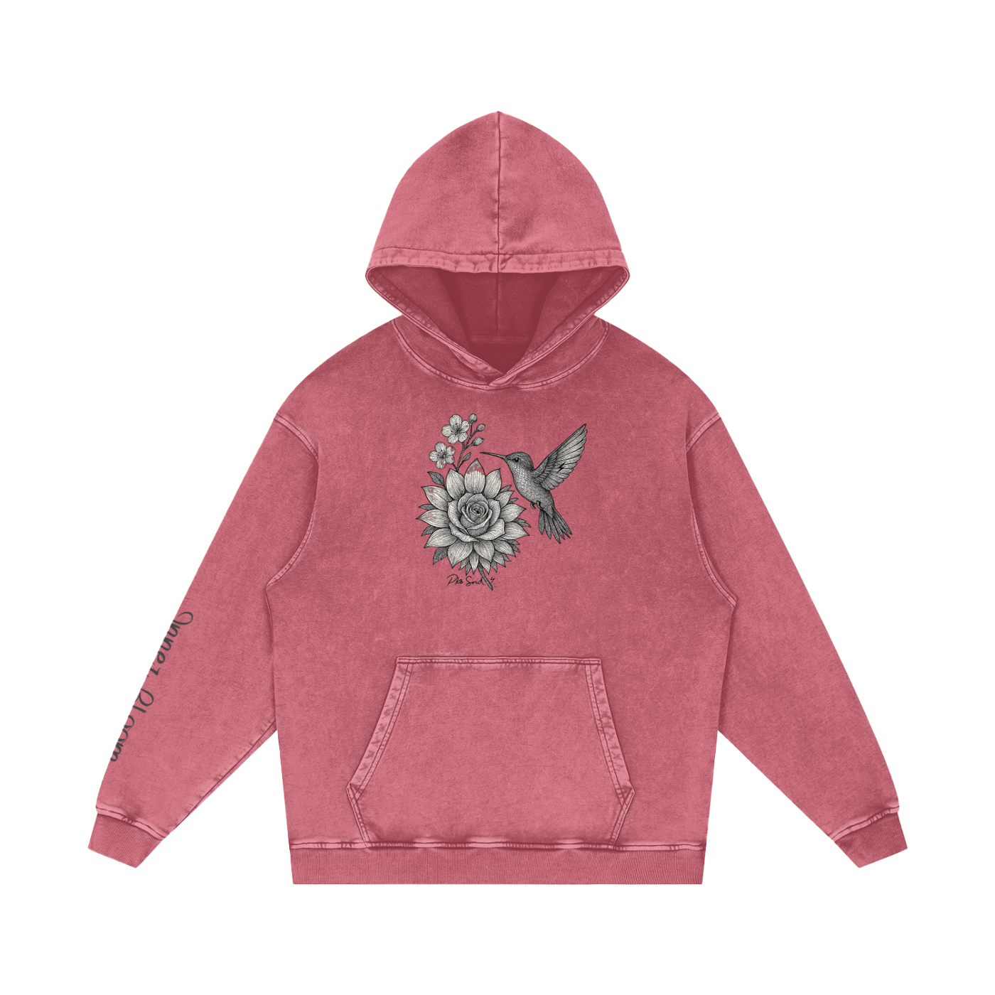“Inner Bloom” Snow Washed Loose Cotton Hoodie Pks Snd