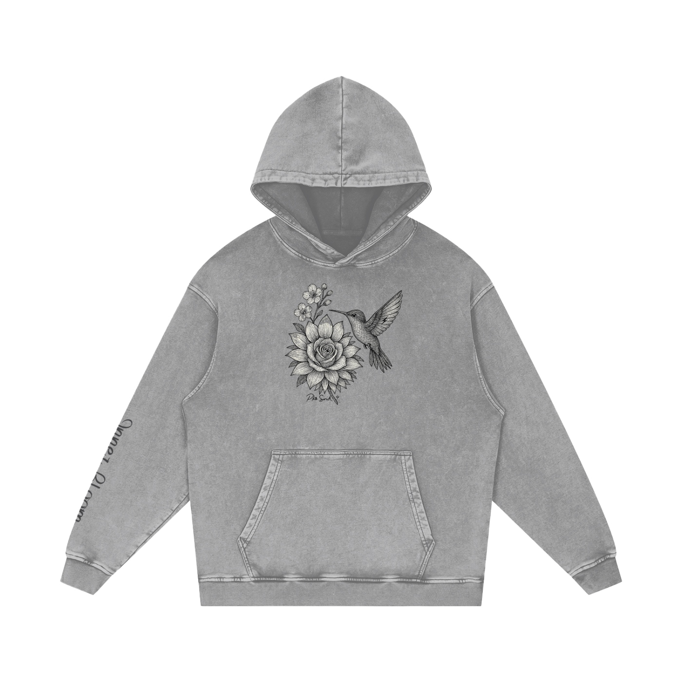 “Inner Bloom” Snow Washed Loose Cotton Hoodie Pks Snd